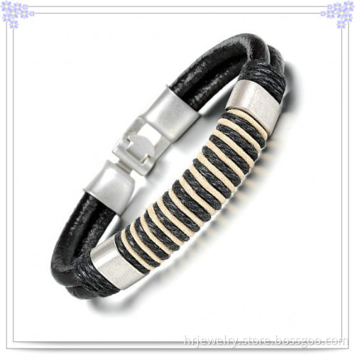 Men's Jewelry Stainless Steel Bracelet Leather Bracelet (HR6083)